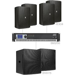 Audio sistem Audac Forte8.6 (Pojačalo SMQ750, zvučnici VEXO8, bass BASO15)